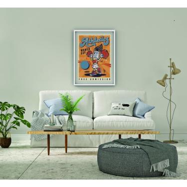 Imagem de Quadro Decorativo Athletics Retrô Vintage Retangular 20X30 em Canvas com Moldura de Madeira Preto