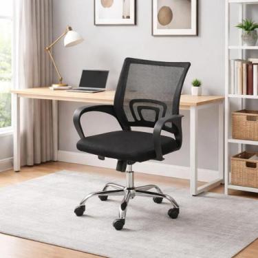 Imagem de Cadeira Escritório Ergonômica Encosto Tela Giratória Preta - IMPORTADO