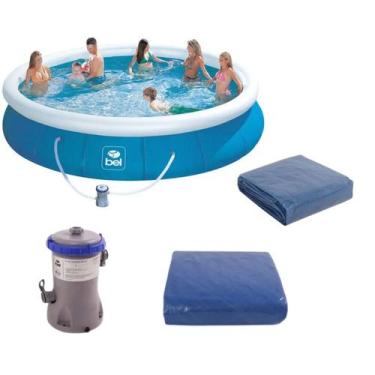Imagem de Piscina Inflável 12000L Kit Completo 127V Grande com Acessórios Ideal 