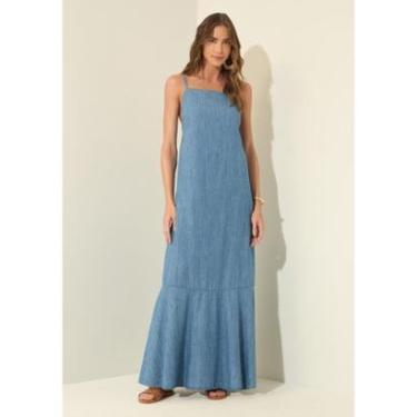 Imagem de Vestido Jeans Longo De Alças Com Linho-Feminino