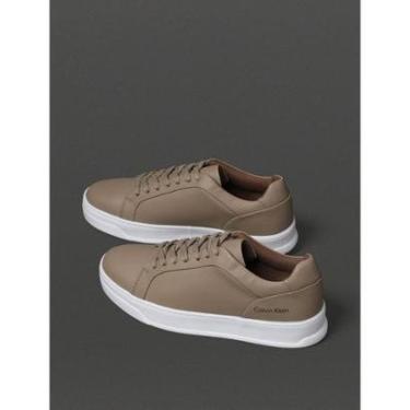 Imagem de Tênis Calvin Klein Masculino Couro Caqui Claro-Masculino