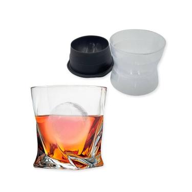 Imagem de Forma de Gelo Kit 03 Esfera Grande Bola Redonda para Drinks em Plástico PP com Tampa em Silicone para Bar Wincy