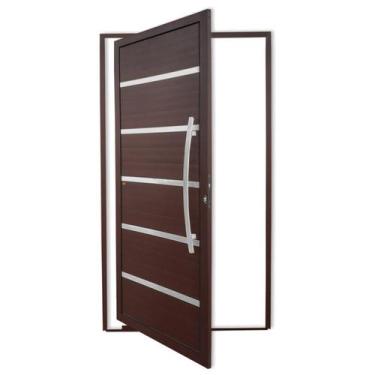 Imagem de Porta Pivotante Lambril Premium com Puxador Super Marrom Corten 120 Br