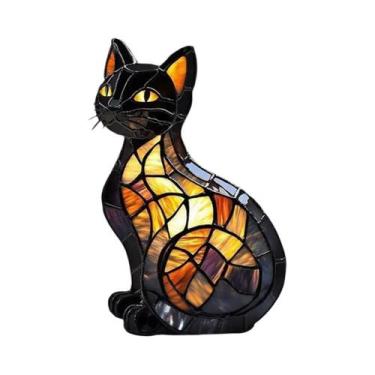Imagem de Luminária De LED Em Resina De Gato Fofo, Abajur De Cabeceira, Estatuet