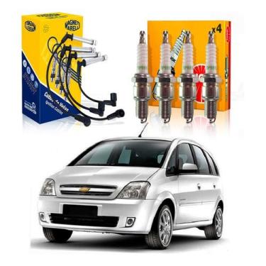 Imagem de Kit Vela Ngk Cabo Meriva 1.8 8v 2002 A 2012 - Marelli