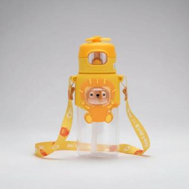 Imagem de Garrafa Infantil com Canudo Snel Home Safari Amarelo Leão  Portátil, R