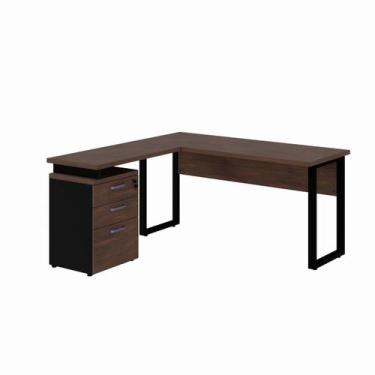 Imagem de Mesa Escritório em L c/ Gaveteiro 1,501,50m MARSALA/PRETO - 34440