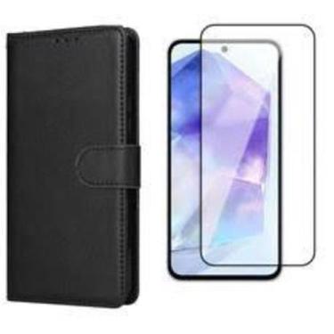 Imagem de Película 3D Vidro + Capa Capinha Carteira Flip Para Samsung Galaxy A55