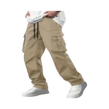 Imagem de Calças Masculinas Retas Soltas - Estilo Casual para Trabalho (Europeu 