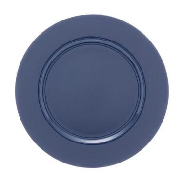 Imagem de Jogo 8 Sousplat Redondo Plástico Opala Azul 33cm Base De Prato Lyor