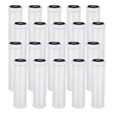 Imagem de 20 Refil Filtro Água Plissado Lavável 10 X 2 1/2 25 Micras Branco - Ro
