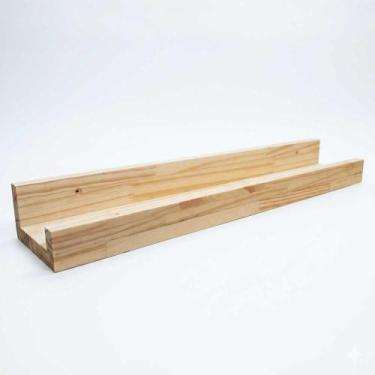 Imagem de Prateleira de Parede Tipo Calha 60cm em Madeira Pinus Natural - ArtFac