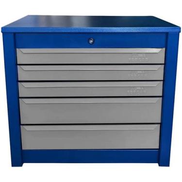 Imagem de Armário Gaveteiro Fechado P/ Ferramentas Com 05 Gavetas Azul (146) Fer
