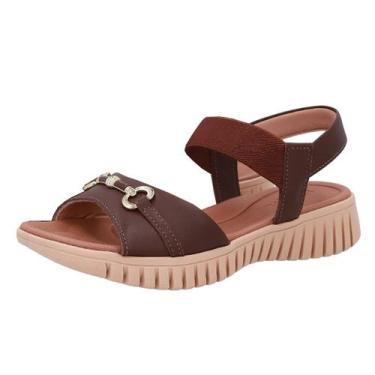 Imagem de Sandalia Feminina Anabela Baixa Confortavel Leve Usaflex, Pinhao, 38