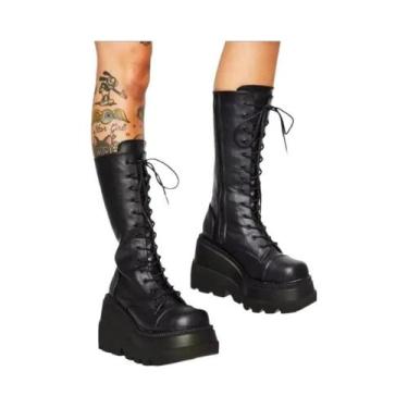 Imagem de Botas Femininas De Inverno De Cano Alto Antiderrapantes Com Salto Plat