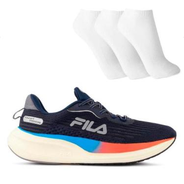 Imagem de Tênis Fila Racer Speedzone Masculino + 3 Pares de Meias, 37, Marinho, 
