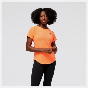 Imagem de Camiseta New Balance Q Speed Jacquard - feminino - laranja, Lrj fluore