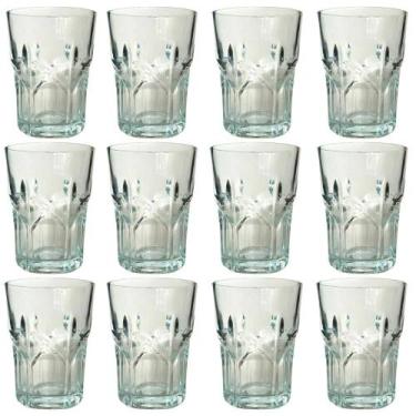 Imagem de Jogo de Copos com 12 Peças 180ml Vidro Relevo 7x9cm SALDÃO. - GIRA COM