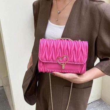 Imagem de Bolsa Feminina Transversal Preto Branco Coração Acolchoada - SHOPFIT, 