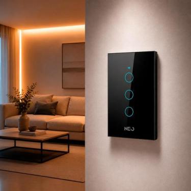Imagem de Interruptor Inteligente Smart Wi-fi Alexa google 3 Botões 4x2 Bivolt P