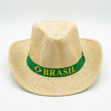Imagem de Chapéu Panamá Palha Sintética Fita Brasil Bege