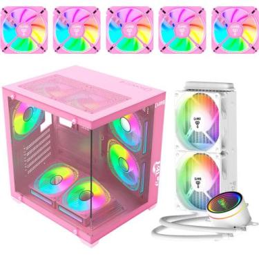 Imagem de Gabinete grodd candy + 5 fan rgb candy + 1 watercooler cryos snow - cl