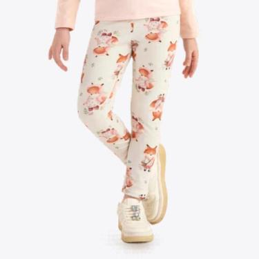 Imagem de Calça Legging Infantil Menina Estampada Raposa Rovitex, Bege, 10