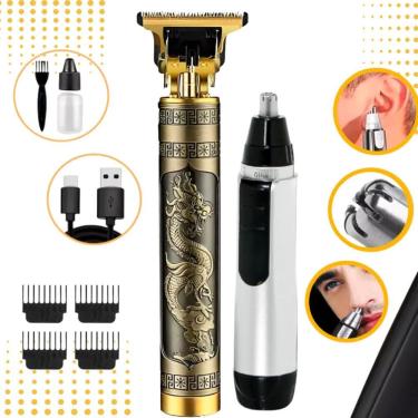 Imagem de Kit Barbeador e Aparador de Pelos OEM Masculino Multifuncional Lâmina Aço Inoxidável Bateria Recarregável 3.7V 110V