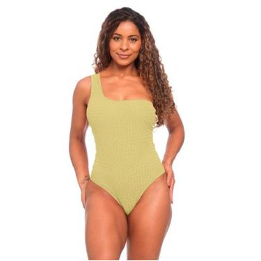 Imagem de Maiô Feminino Texturizado Um Ombro Só Todo Forrado Luxo Poliéster Prai