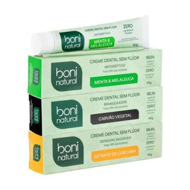 Imagem de Kit 3 Creme Dental Boni Natural Misto 90g