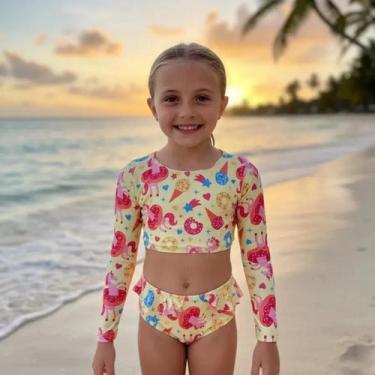Imagem de Biquíni Infantil Cropped Com Proteção Uv50 Moda Praia Piscina - Love4H
