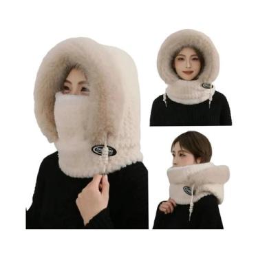 Imagem de Gorro Térmico De Pelúcia Para Mulheres Com Capuz, Cachecol E Máscara, 