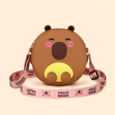 Imagem de Bolsinha Mini Infantil Capivara Capy bala Mochilinha Silicone Confortá