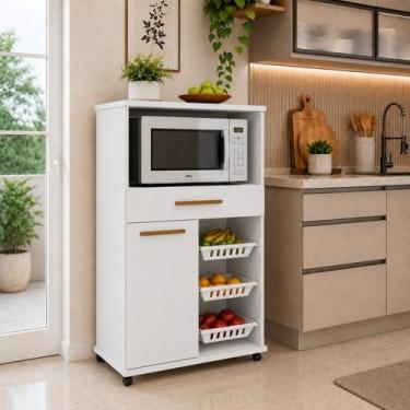 Imagem de Fruteira para Cozinha 3 Cestos 1 Porta 1 Gaveta com Rodízios Fortaleza