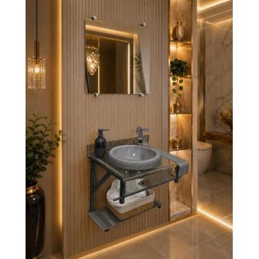 Imagem de Gabinete de Vidro Premium Curva Dupla para Banheiro e Lavabo  PPQ Cuba