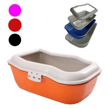 Imagem de Bandeja Higiênica Gatos Com Peneira Furbox Duracat - DuraPets, vermelh