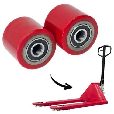 Imagem de KIT 24 Rodas Dianteira Para Paleteira Eixo 3/4" Em PU 80x70mm Com Rola