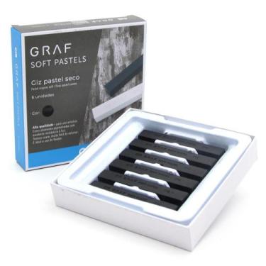 Imagem de Giz Pastel Seco Cis Graf Preto - 6 unidades