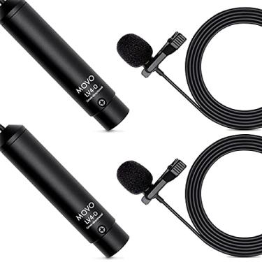Imagem de MOVO LV4-O2 XLR Phantom Power Omnidirecional Lavalier Lavalier Microfone Conjunto, com clipes de microfone de lapela e pára-brisas - Microfone de lapela perfeito para gravação de vídeo, podcast, entrevista, produção do YouTube