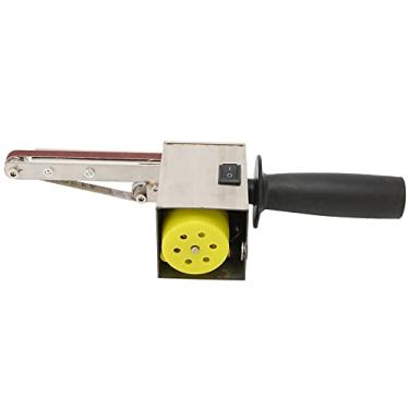 Imagem de Mini lixadeira de cinto, 4500-9000 rpm Máquina de moer de polimento de correia elétrica ajustável de liga de alumínio Máquina de lixamento DIY para fabricação de facas de trabalho de metal para madeira (EUA 150W)