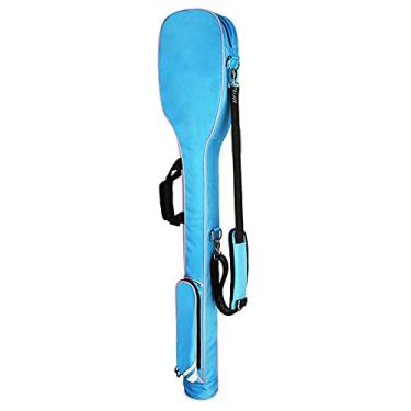 Imagem de Yajun Mini bolsa de golfe Sunday com design dobrável, bolsa de transporte portátil para 8 a 9 tacos, organizador de tacos de golfe de alta capacidade para mulheres, azul