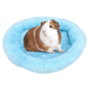 Imagem de Cama de porquinho da índia, cama de hamster para hamster/ouriço/esquilo/tartaruga/lagarto e outros animais pequenos com 1 pacote de escova removedora de pelos (azul)