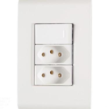 Imagem de Conjunto 4x2 com 1 Interruptor Simples 10 A 250 V e 2 Tomadas 2P+T 10 A 250 V Tramontina Liz Branco Tramontina