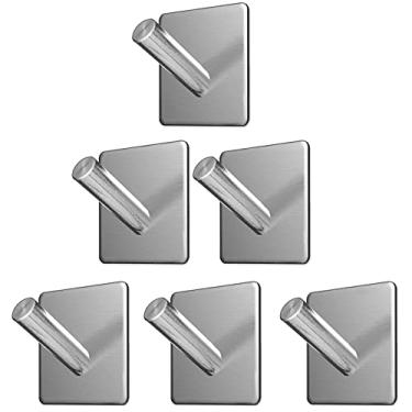 Imagem de Hlily Ganchos de parede Ganchos adesivos para serviço peo Cabides de aço inoxidável Ganchos utilitários sem pregos, vara no gancho para pendurar pano de toalha Calendário disponível para cozinha, armário, armário, banheiro, teto, porta, azulejo