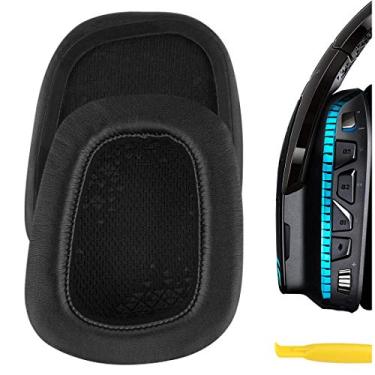 Imagem de Geekria Almofadas auriculares de substituição QuickFit para fones de ouvido Logitech G533, G633, G635, G933, G935, almofadas de ouvido, peças de reparo (preto)