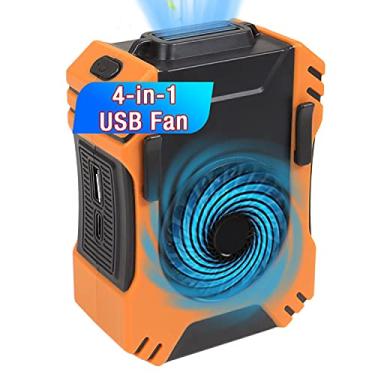 Imagem de FANCYWING Mini ventilador portátil 4 em 1 com clipe de cintura, ventilador de resfriamento pessoal com função de lanterna para trabalho ao ar livre, caminhadas, acampamento, pesca - recarregável, 3 velocidades, fluxo de ar forte