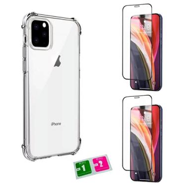 Imagem de Kit Capinha Case Celular + 2X Película Vidro 9D Compatível iPhone 11 Pro
