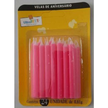 Imagem de Vela palito - rosa - Pacote com 24 unidades