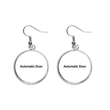 Imagem de Porta Automática Preta Padrão Símbolo Orelha Pendente Prata Brinco Joia Feminina
