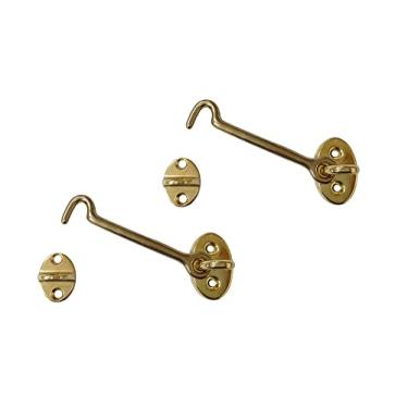 Imagem de QCAA Fecho e gancho de porta de celeiro de latão sólido resistente, 10,16 cm, 12,7 cm e 15,24 cm, 2 Pack, Vibrated Brass (4")